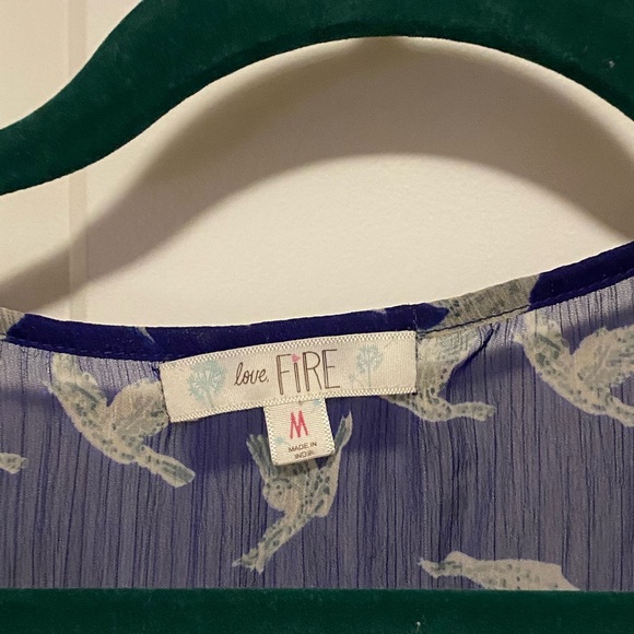 NWOT Nordstrom Love Fire Sheer Navy Tshirt with White Accent Medium - Picture 2 of 3